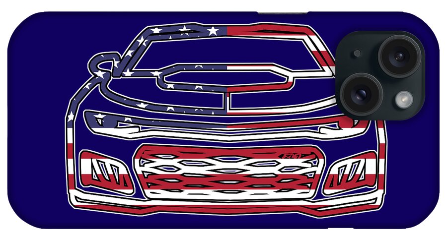 Chevy iPhone Case featuring the digital art ZL1 Camaro Patriot by Darrell Foster