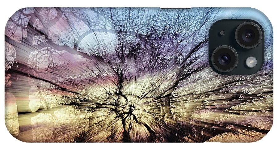 Zoom Burst iPhone Case featuring the photograph Zoom Burst Sunset Trees by Gaby Ethington