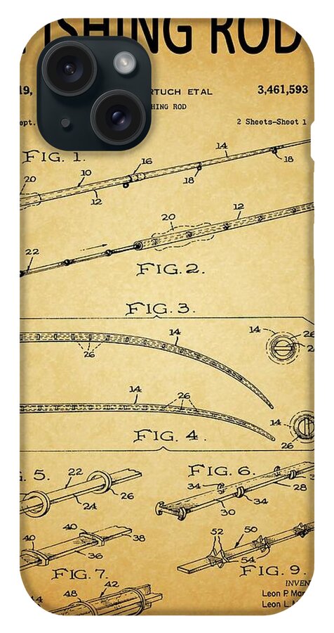 1969 Fishing Rod Patent iPhone 15 Plus Case by Dan Sproul - Pixels