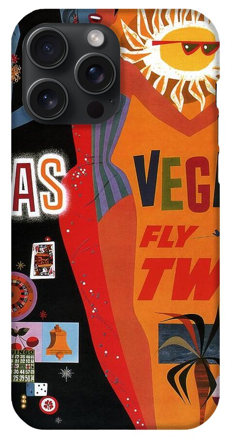 Las Vegas, Fly Twa - Retro travel Poster - Vintage Poster iPhone 15 Pro Max  Case by Studio Grafiikka - Pixels