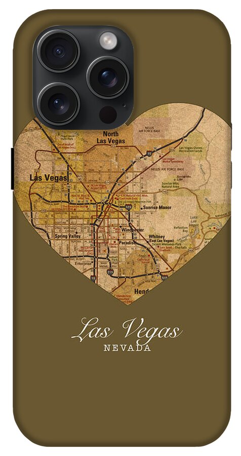 I Heart Las Vegas Nevada Vintage City Street Map Americana Series No 023  iPhone 15 Pro Max Tough Case