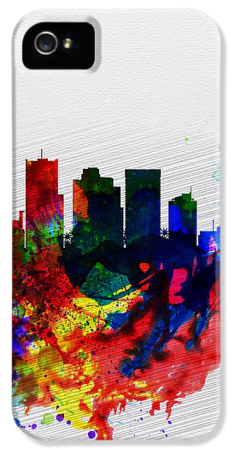 Phoenix iPhone 5 Case featuring the painting Phoenix Watercolor Skyline 2 by Naxart Studio