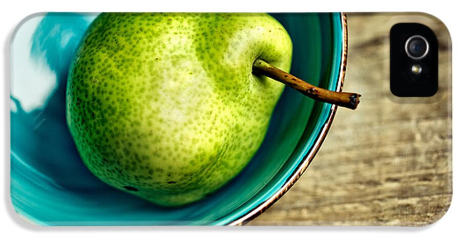 Pear; Pears; Fruit; Ripe; Juicy; Fruits; Group; Many; Row; Heap; Whole; Stoneware; Bowl; Blue iPhone 5 Case featuring the photograph Pears #1 by Nailia Schwarz