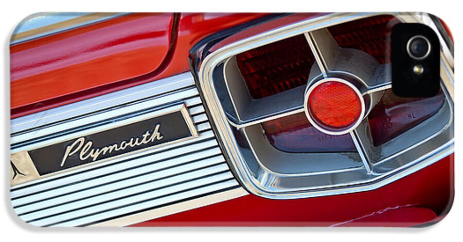 1963 Plymouth Fury Taillight Emblem iPhone 5 Case featuring the photograph 1963 Plymouth Fury Taillight Emblem -3321c by Jill Reger