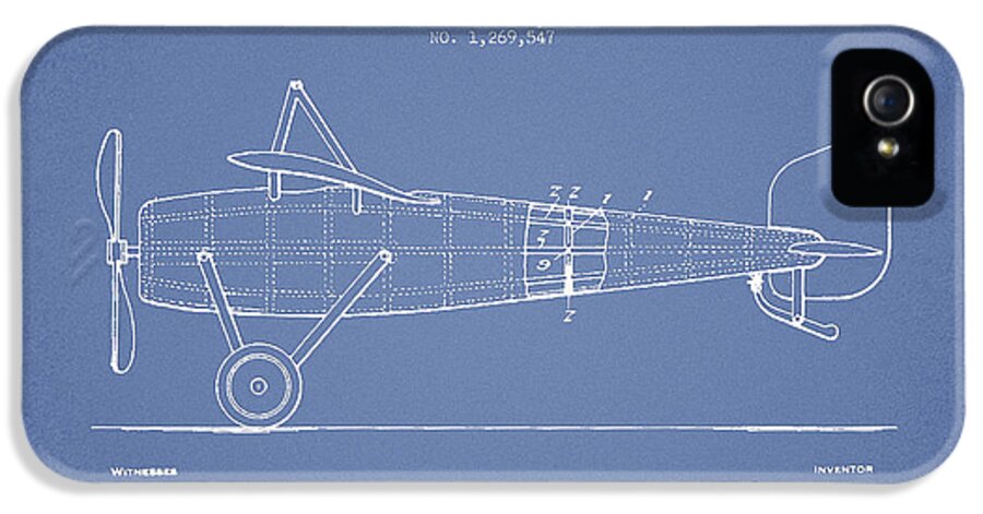 Airplane iPhone 5 Case featuring the digital art Airplane Patent Drawing from 1918 #3 by Aged Pixel