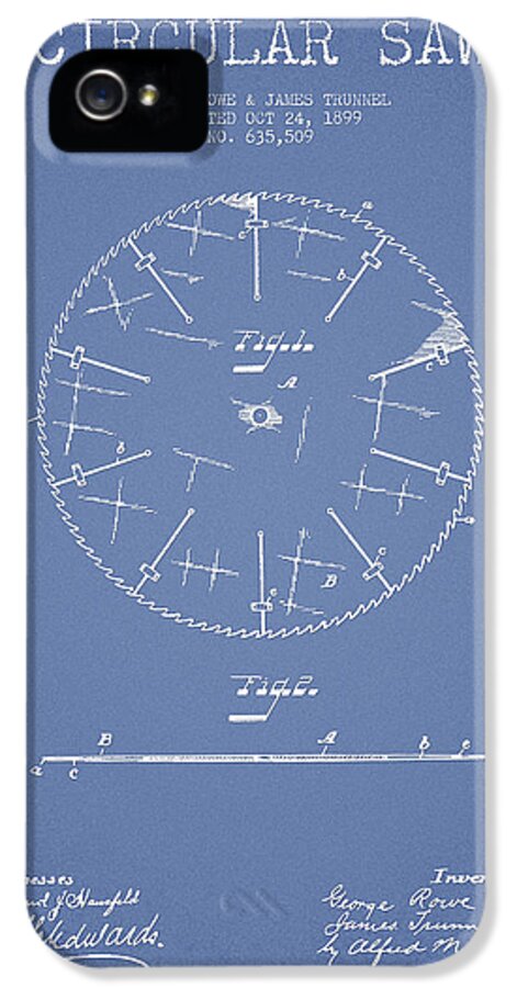 Saw iPhone 5 Case featuring the digital art Circular Saw Patent Drawing from 1899 #4 by Aged Pixel