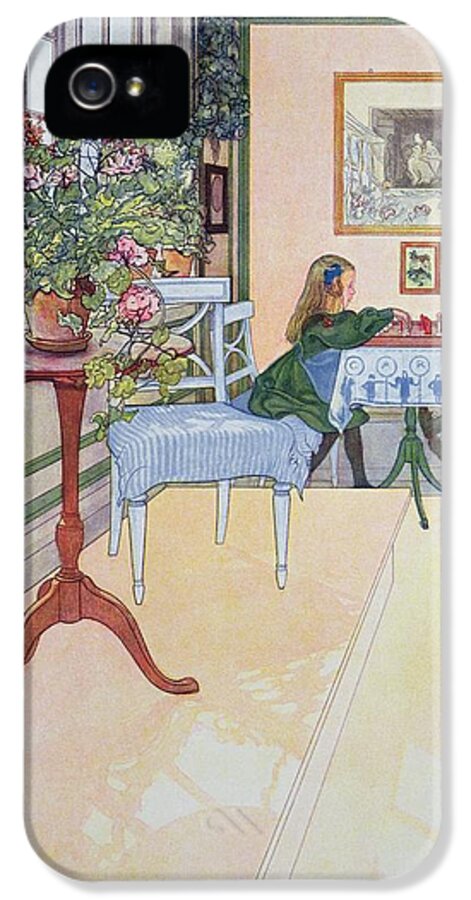 Boy iPhone 5 Case featuring the painting A Game of Chess by Carl Larsson