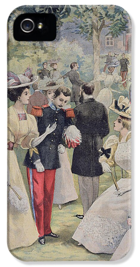 Garden-party iPhone 5 Case featuring the painting A Garden Party at the Elysee by Fortune Louis Meaulle