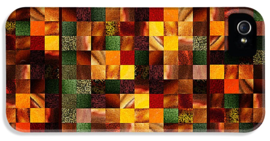 Abstract iPhone 5 Case featuring the painting Abstract Squares Triptych Gentle Brown by Irina Sztukowski