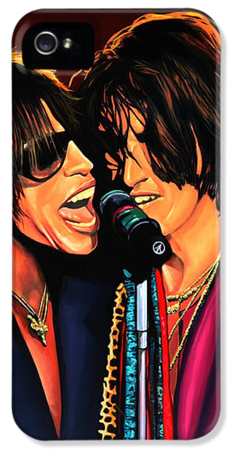 Steven Tyler iPhone 5 Case featuring the painting Aerosmith Toxic Twins Painting by Paul Meijering