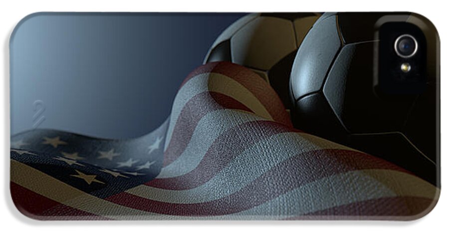 America iPhone 5 Case featuring the digital art American Flag And Soccer Ball by Allan Swart