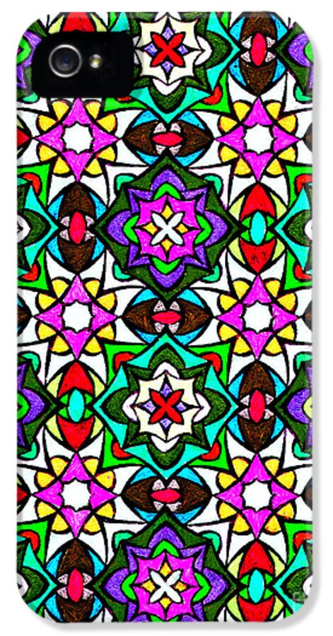 Art iPhone 5 Case featuring the drawing Amish Stained Glass Art Print by Spirit Baker