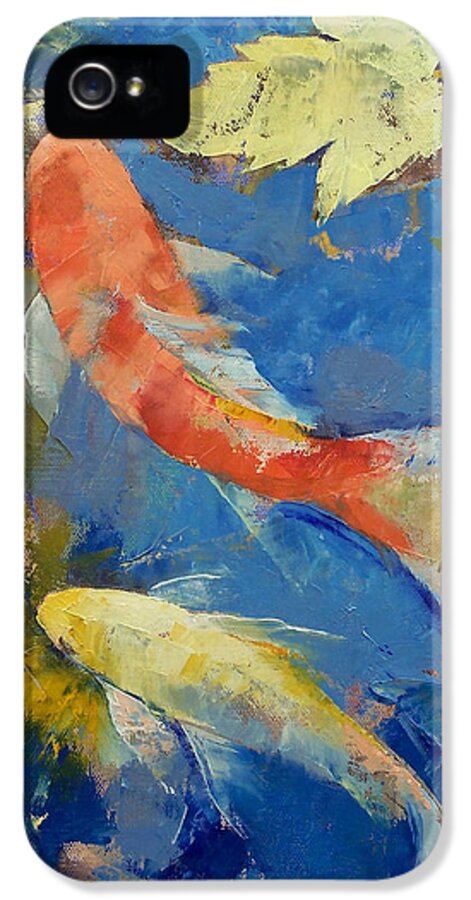 Autumn iPhone 5 Case featuring the painting Autumn Koi Garden by Michael Creese