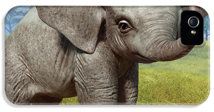 Elephant iPhone 5 Case featuring the painting Baby Elephant by Gary Hanna