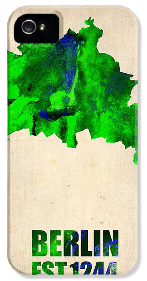 Berlin iPhone 5 Case featuring the painting Berlin Watercolor Map by Naxart Studio