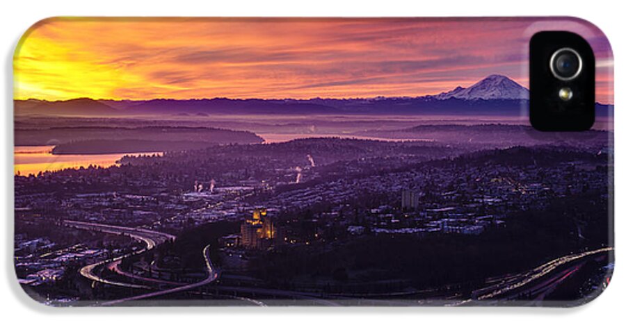 Mount Rainier iPhone 5 Case featuring the photograph Brilliant Seattle Sunrise by Mike Reid