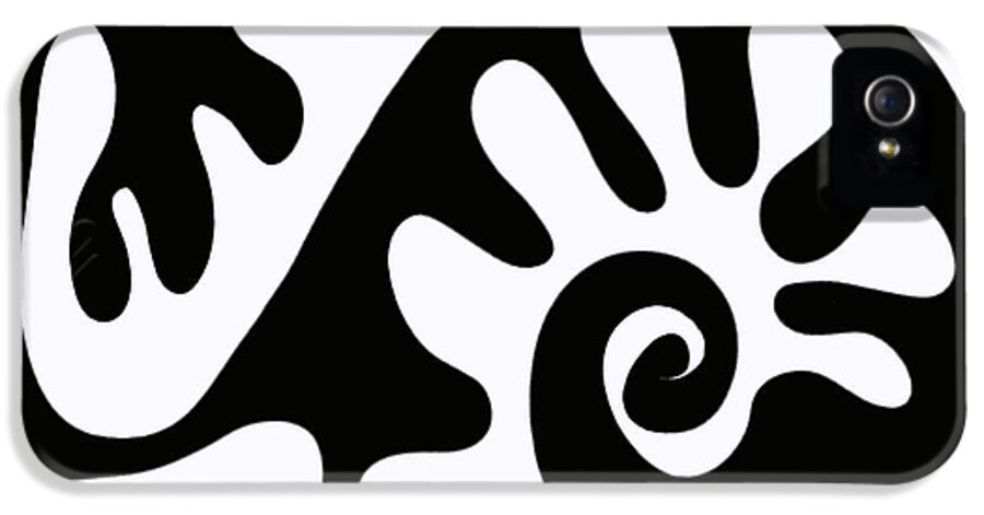 Chair Design In Black Whale Snail Fish Walking Amoeba Swirl Curl Matisse Style Cut Out Designs iPhone 5 Case featuring the painting Chair design in black. 2013 by Cathy Peterson