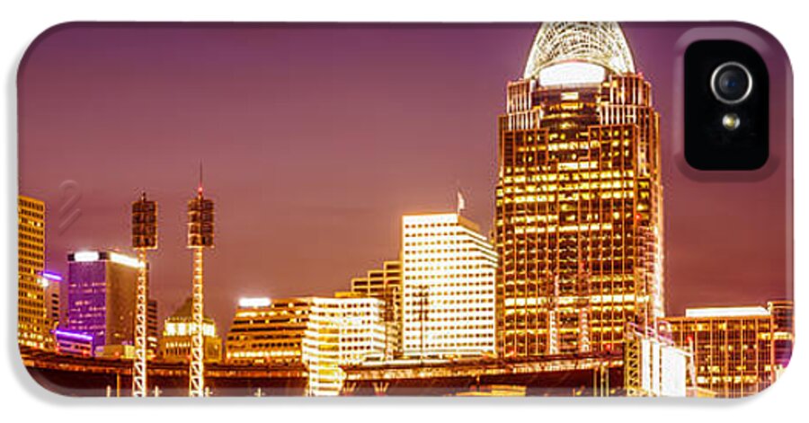 2012 iPhone 5 Case featuring the photograph Cincinnati Skyline at Night Panoramic Picture by Paul Velgos