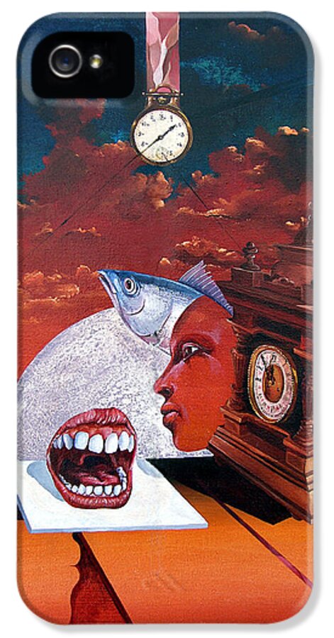 Otto+rapp Surrealism Surreal Fantasy Time Clocks Watch Consumption iPhone 5 Case featuring the painting Consumption Of Time by Otto Rapp