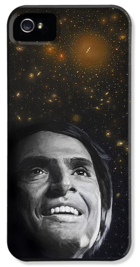 Carl Sagan iPhone 5 Case featuring the painting Cosmos- Carl Sagan by Simon Kregar
