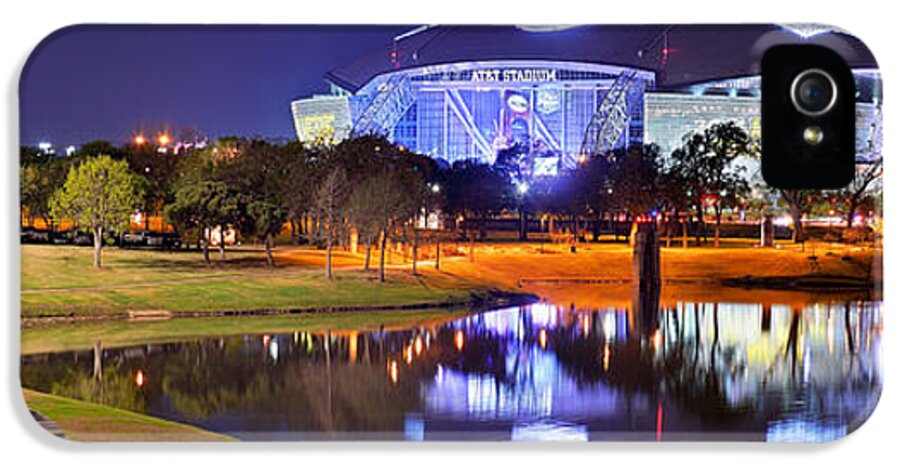 Dallas Cowboys iPhone 5 Case featuring the photograph Dallas Cowboys Stadium at NIGHT ATT Arlington Texas Panoramic Photo by Jon Holiday