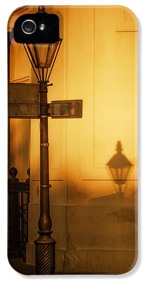 Lamp Post iPhone 5 Case featuring the photograph Evening Shadow in Jackson Square by Brenda Bryant