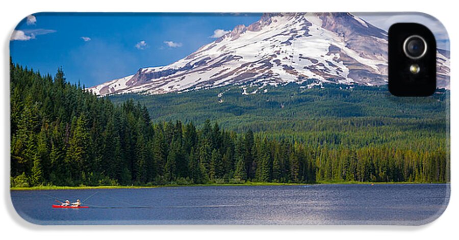 America iPhone 5 Case featuring the photograph Fishing on Trillium Lake by Inge Johnsson