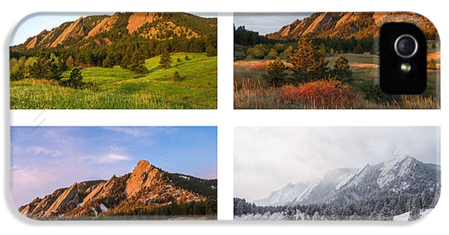 Flatirons iPhone 5 Case featuring the photograph Flatirons Four Seasons with Border by Aaron Spong