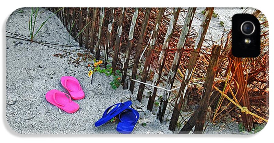 Alabama iPhone 5 Case featuring the digital art Flip Flops at the Fence with Yellow Flower by Michael Thomas