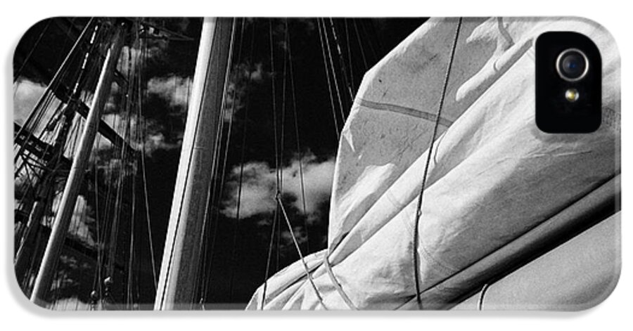 Sailing iPhone 5 Case featuring the photograph Folded Sail On A Sailing Tall Ship Bangor Northern Ireland by Joe Fox