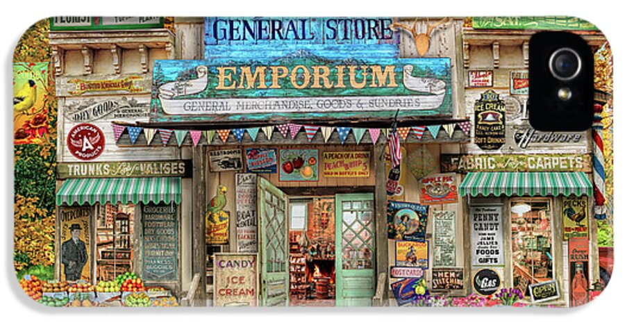 Store iPhone 5 Case featuring the drawing General Store by MGL Meiklejohn Graphics Licensing