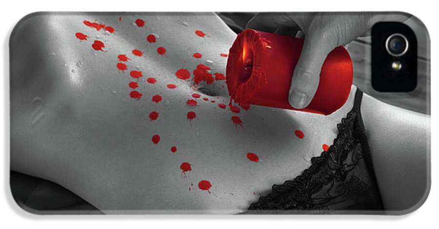 Sex iPhone 5 Case featuring the photograph Hot Wax Foreplay with red Candle by Maxim Images Exquisite Prints