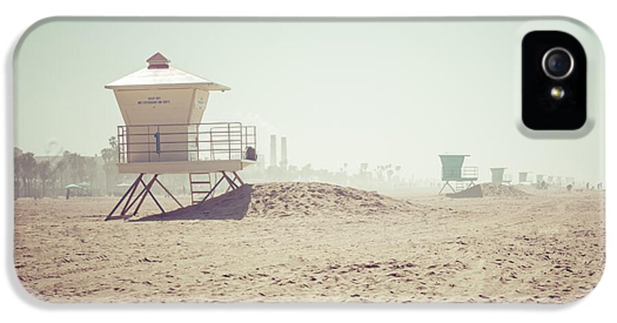 1950s iPhone 5 Case featuring the photograph Huntington Beach Lifeguard Tower #1 Retro Photo by Paul Velgos