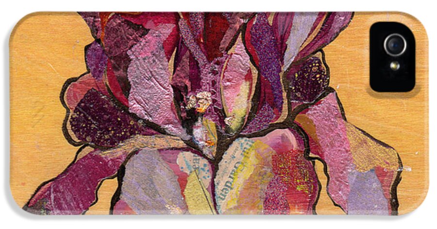 Flower iPhone 5 Case featuring the painting Iris V - Series V by Shadia Derbyshire