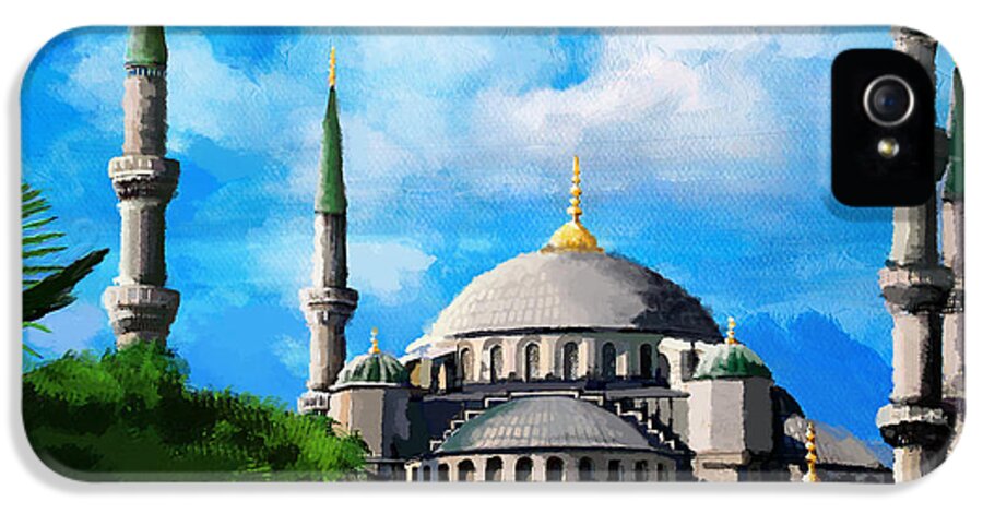 Caligraphy iPhone 5 Case featuring the painting Islamic Mosque by Catf