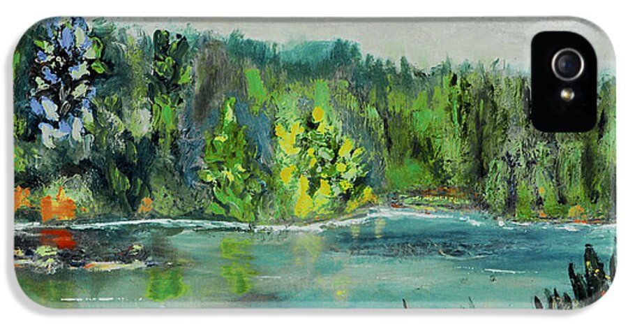 Painting iPhone 5 Case featuring the painting Kittatiny Pond by Michael Daniels