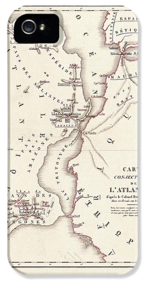 Atlantis iPhone 5 Case featuring the photograph Map Of Atlantis by Library Of Congress, Geography And Map Division