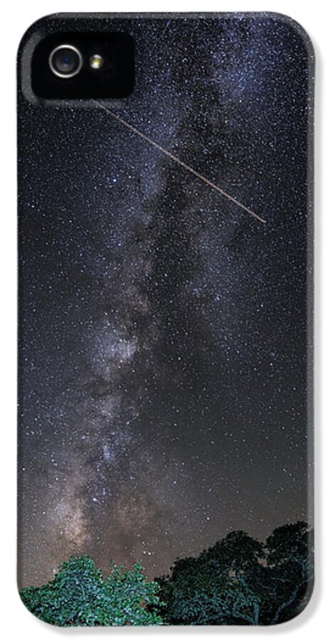 Enchanted Rock iPhone 5 Case featuring the photograph Milky Way Vertical Panorama at Enchanted Rock State Natural Area - Texas Hill Country by Silvio Ligutti