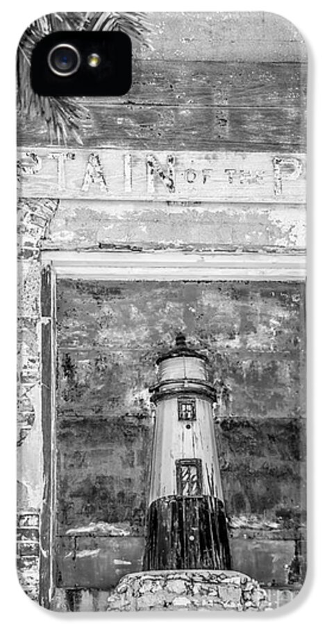 1825 iPhone 5 Case featuring the photograph Model Key West Lighthouse in Old Brickwork - Black and White by Ian Monk