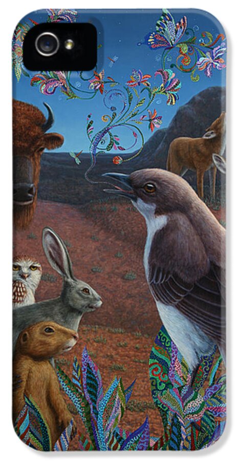 Mockingbird iPhone 5 Case featuring the painting Moonlight Cantata by James W Johnson