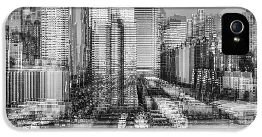 42nd Street iPhone 5 Case featuring the photograph NYC Skyline Shapes BW by Susan Candelario