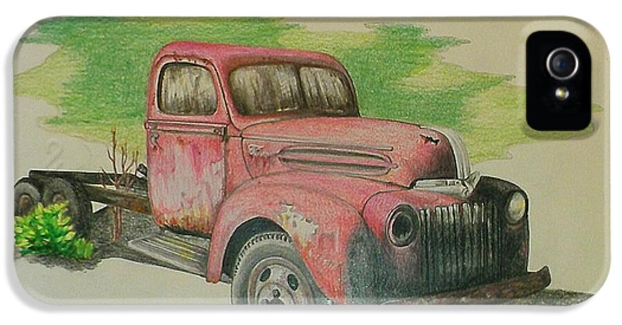 Truck iPhone 5 Case featuring the drawing Once Red by Lew Davis