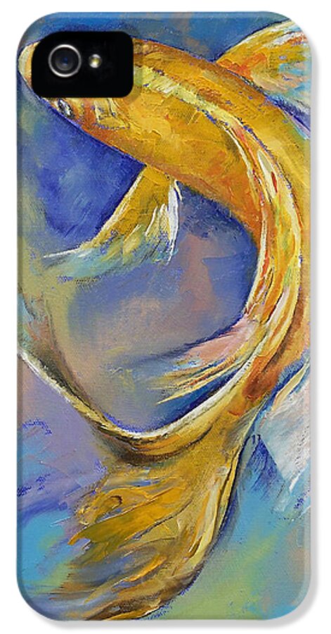 Orenji iPhone 5 Case featuring the painting Orenji Butterfly Koi by Michael Creese