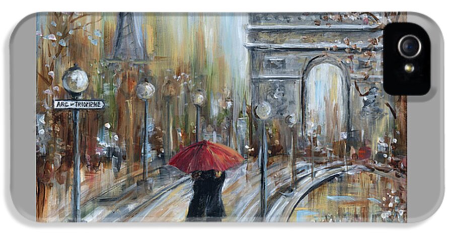 Paris iPhone 5 Case featuring the painting Paris Lovers II by Marilyn Dunlap