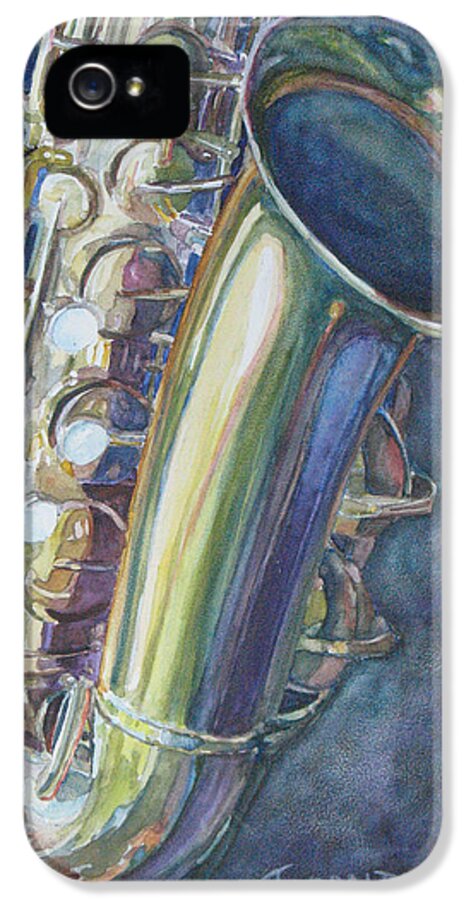 Sax iPhone 5 Case featuring the painting Portrait of a Sax by Jenny Armitage