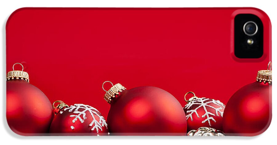 Christmas iPhone 5 Case featuring the photograph Red Christmas baubles and decorations by Elena Elisseeva
