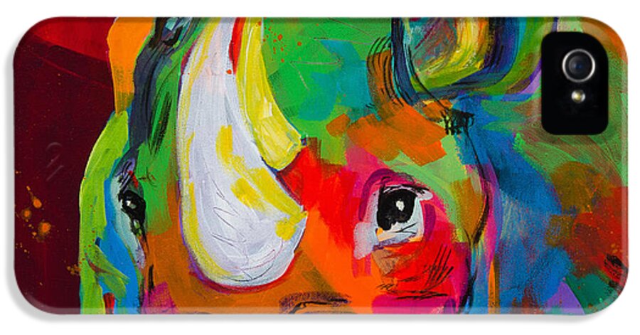 Tracy Miller iPhone 5 Case featuring the painting Red Rhino by Tracy Miller