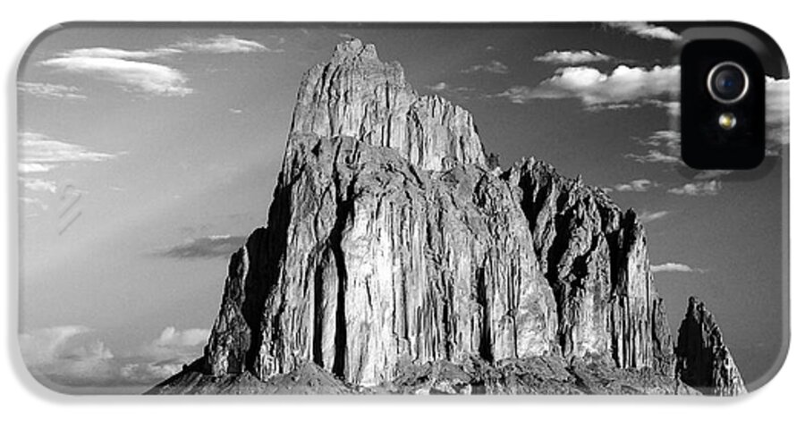 Black & White iPhone 5 Case featuring the photograph Red Rock Shiprock New Mexico  by Mark Goebel
