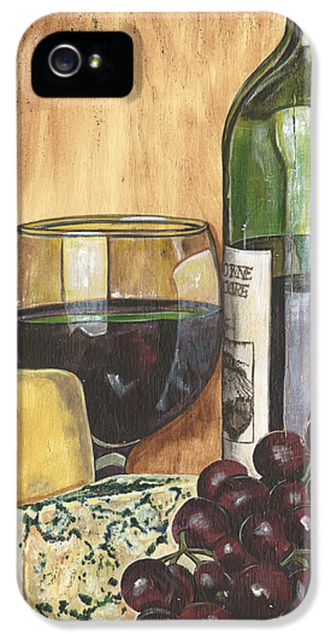 #faatoppicks iPhone 5 Case featuring the painting Red Wine and Cheese by Debbie DeWitt