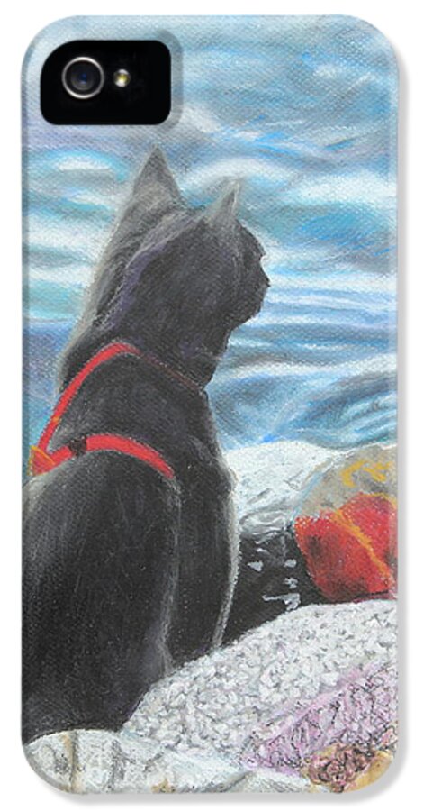  Cat iPhone 5 Case featuring the painting Resting by the Shore by Jeanne Fischer